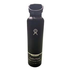 Rhombus Hydro Flask 24 oz Standard Mouth Flex Cap Black Water Bottle NWD